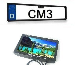 7 TFT LCD Monitor + Nummernschild Rückfahrkamera, 720 x 480 Pixel Auflösung, 170 Grad Aufnahmewinkel, Nachtsicht Funkion, PAL und NTSC, CM3 KFZ 007 Auto