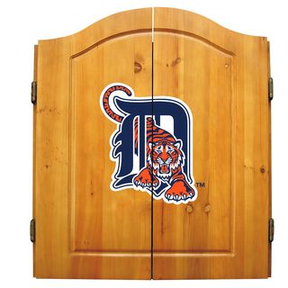 MLB Detroit Tigers Wooden Dartboard Cabinet Set Baseball