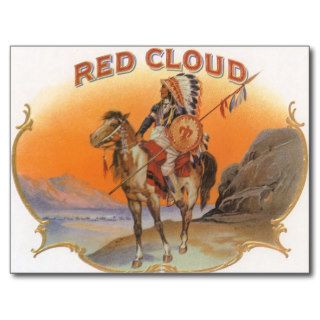 Vintage Cigar Label Art; Red Cloud Indian Horse Post Cards