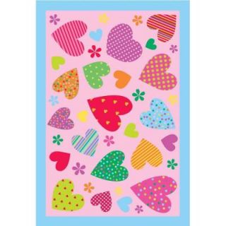 LA Rug Inc. Fun Time Hearts Pink 39 in. x 58 in. Area Rug FT 127 3958