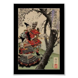 Samurai Viewing Cherry Blossoms circa 1885 Posters