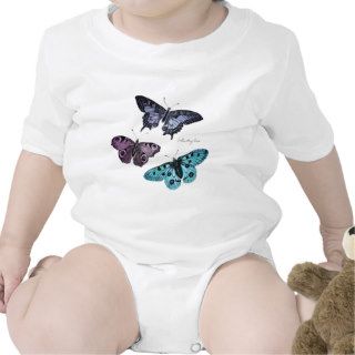 Vintage Teal Blue Purple Pink Butterfly Template T Shirt