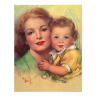 Vintage Mother and Child Portrait Announcement