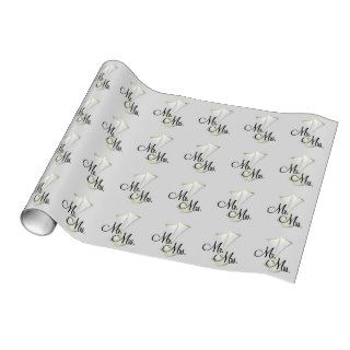 Mr and Mrs Champagne Gray Wrapping Paper
