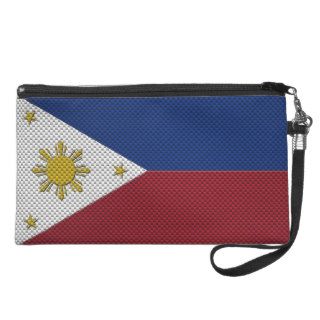 Flag of The Philippines with Carbon Fiber Effect Wristlet Purses