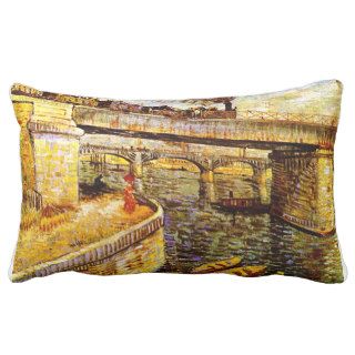 Van Gogh Bridges across Seine at Asnières Throw Pillows