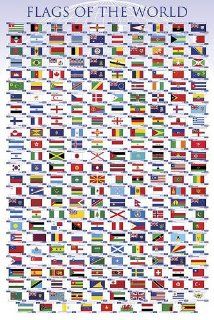 Poster "Flaggen aller Länder der Welt"   Größe 61x 91,5 cm   Flags of the World Plakat + Geschenkverpackung. Verschenkfertig Küche & Haushalt