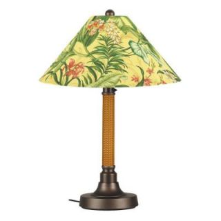 Patio Living Concepts Bahama Weave 34 in. Outdoor Mocha Cream Table Lamp with Soleil Shade 29154