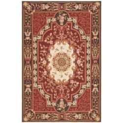 Hand knotted French Aubusson Red Wool Rug (8' x 10') Safavieh 7x9   10x14 Rugs