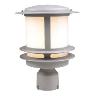 PLC Lighting 1 Light Outdoor Silver Post Light with Opal Glass CLI HD1896SL