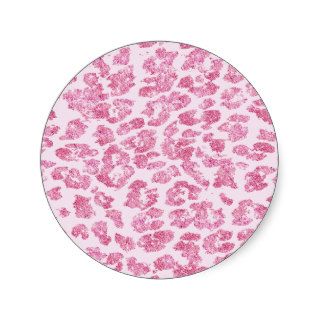 Girly Chic Pink Glitter Leopard Print Pattern Stickers