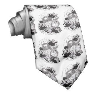 Cool Oriental Ink Mythical Lion tattoo Custom Ties