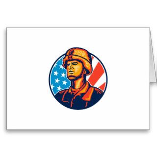 American Serviceman Soldier Flag Retro Cards