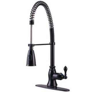 Kingston Brass Single Handle Spring Spout Pull Down Sprayer Kitchen Faucet in Oil Rubbed Bronze HGS8895ACL