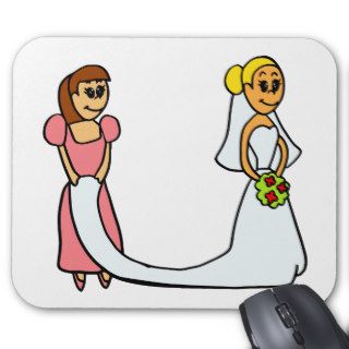 Bride and Maid of Honor Cartoon Mouse Pads