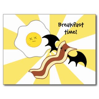 Vampire bacon and dead egg silly breakfast postcards