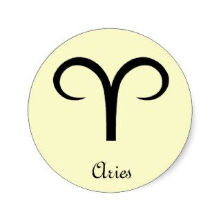 aries sign, symbol round sticker