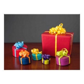 Bright Colored Christmas Gift Boxes with Paper Bow Custom Invitations