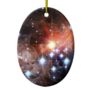 Galaxy Print Space Stars Twinkle Orange Nebula Sky Christmas Tree Ornaments