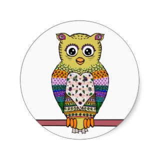 Cute Colorful Owl   white Sticker