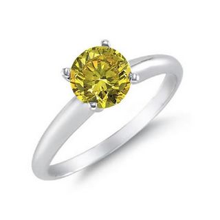 14K White Gold 1/4ct TDW Yellow Diamond Solitaire Ring Diamond Rings