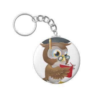 Owl reading book key chains