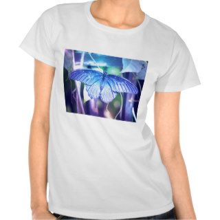 Blue Butterfly Ladies T Shirt