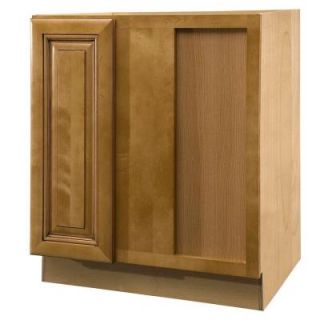 Home Decorators Collection 30x34.5x24 Assembled Base Blind Corner Right Cabinet with Full Height Door in Lewiston Toffee Glaze BBCU39R LTG