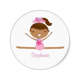Personalized gymnastics split girl's kids stickers