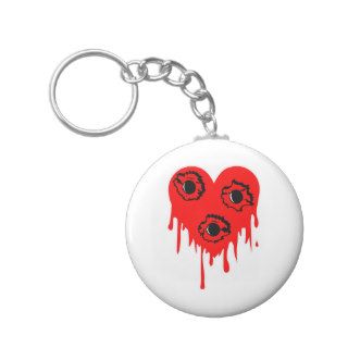 Bullet Hole Bleeding Heart Tattoo Key Chain