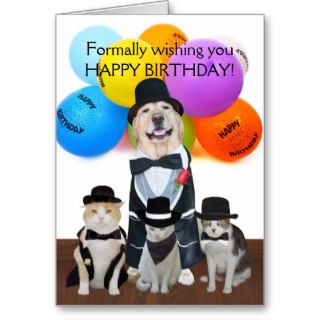 Funny Formal Pets Birthday for Kids Cards
