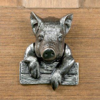 Pig Door Knocker   Antique Pewter    