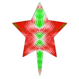 Red Green Christmas Fractal Art Cake Toppers
