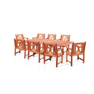 Casimir Rectangular Wood Armchair Outdoor Dining Set Dining Sets