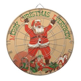 Vintage Santa Claus Toys Merry Christmas Everybody Dart Boards