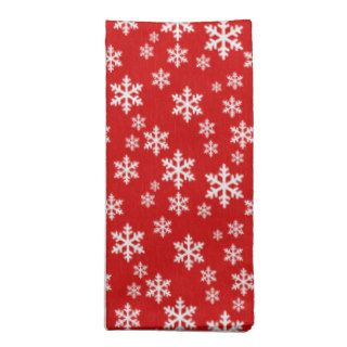Snowflakes on Red Cloth Napkins