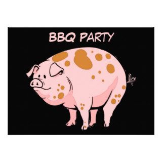 Funny Spotted Pink Pig BBQ Cookout Party Custom Custom Invitations