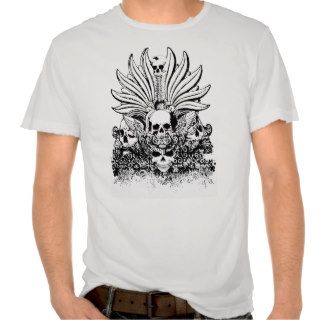 Ornate graphic design skulls men's t shirt