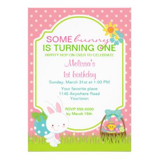Easter Bunny with Basket Birthday Invitation