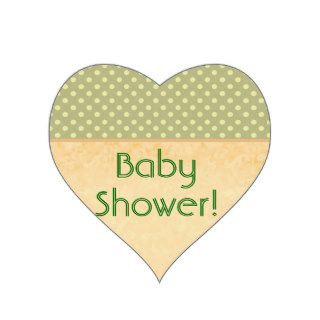 Green Polka Dots Baby Shower Gold Trim Heart Stickers