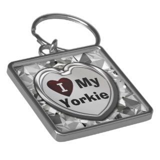 I Love My Yorkie Heart Premium Large Keychain