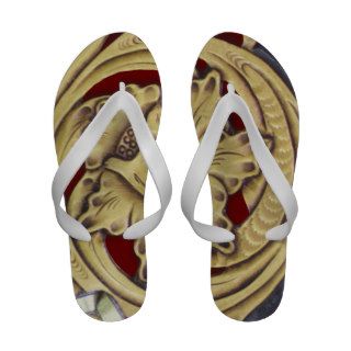 Tooled Flower Decorated Leather Look Flip Flops