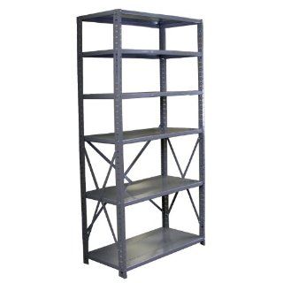 Borroughs CO5 36126 Steel RTA Open Type 5 Shelf Back Room Storage Unit, 400 lbs Capacity, 36" Width x 6' Height x 12" Depth, Gray
