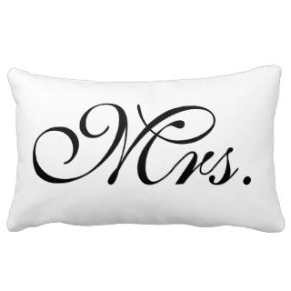 Mrs Scroll Text In Black And White Pillows