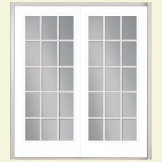 Masonite 72 in. x 80 in. Ultra White Prehung Right Hand Inswing 15 Lite Steel Patio Door with No Brickmold 26431