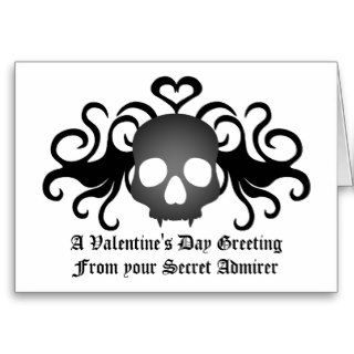 Fanged skull on black, Secret admirer Valentine Cards