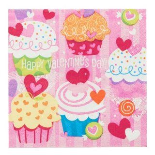 Valentine's Day Cupcake Hearts   Lunch Napkins Party Accessory Toys & Games