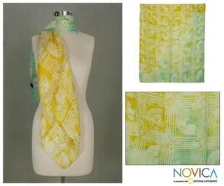 Handcrafted Silk 'Spring and Summer' Scarf (India) Novica Scarves & Wraps
