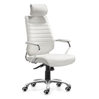 Zuo Enterprise White High Back Leatherette Office Chair Zuo Office Chairs