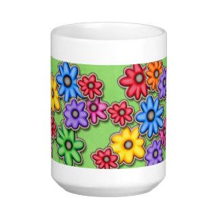 Rainbow Palette Flowers   Mint Green Background Mugs